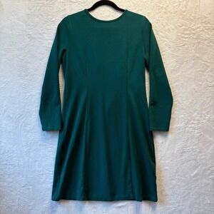 J. Crew Knit Dress Women‎ Sz Medium Green Long Sleeve Career Casual Minimalist
